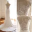 Modern / Fashion Ivory Pierced Wedding Dresses 2019 Trumpet / Mermaid Scoop Neck Sleeveless Appliques Lace Bow Sash Court Train Ruffle