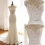 Modern / Fashion Ivory Pierced Wedding Dresses 2019 Trumpet / Mermaid Scoop Neck Sleeveless Appliques Lace Bow Sash Court Train Ruffle
