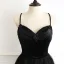 Elegant Black Prom Dresses 2019 A-Line / Princess Spaghetti Straps Sleeveless Beading Sash Floor-Length / Long Ruffle Backless Formal Dresses
