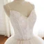 Chic / Belle Champagne Robe De Mariée 2019 Princesse Bretelles Spaghetti Sans Manches Dos Nu Appliques En Dentelle Tribunal Train Volants en Cascade