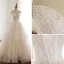Chic / Belle Champagne Robe De Mariée 2019 Princesse Bretelles Spaghetti Sans Manches Dos Nu Appliques En Dentelle Tribunal Train Volants en Cascade