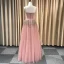 Étourdissant Perle Rose Glitter Robe De Soirée 2019 Princesse Bretelles Spaghetti Sans Manches Fait main Perlage Longue Volants Dos Nu Robe De Ceremonie
