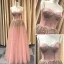 Étourdissant Perle Rose Glitter Robe De Soirée 2019 Princesse Bretelles Spaghetti Sans Manches Fait main Perlage Longue Volants Dos Nu Robe De Ceremonie