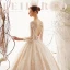 Illusion Champagne Transparentes Robe De Mariée 2019 Princesse Encolure Dégagée Gonflée 3/4 Manches Dos Nu Glitter Tulle Appliques En Dentelle Perlage Royal Train