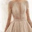 Scintillantes Champagne Transparentes Robe De Mariée 2019 Princesse Encolure Carrée 3/4 Manches Glitter Tulle Perlage Royal Train