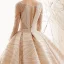 Scintillantes Champagne Transparentes Robe De Mariée 2019 Princesse Encolure Carrée 3/4 Manches Glitter Tulle Perlage Royal Train