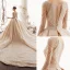 Scintillantes Champagne Transparentes Robe De Mariée 2019 Princesse Encolure Carrée 3/4 Manches Glitter Tulle Perlage Royal Train