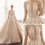 Scintillantes Champagne Transparentes Robe De Mariée 2019 Princesse Encolure Carrée 3/4 Manches Glitter Tulle Perlage Royal Train