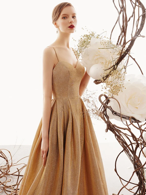 champagne gold cocktail dress Gold Champagne Sweetheart Strapless Beaded High Slit Evening Dresses, –  clover sew