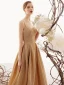 Modest / Simple Champagne Gold Evening Dresses  2019 A-Line / Princess Spaghetti Straps Sleeveless Glitter Polyester Floor-Length / Long Backless Formal Dresses