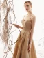 Modest / Simple Champagne Gold Evening Dresses  2019 A-Line / Princess Spaghetti Straps Sleeveless Glitter Polyester Floor-Length / Long Backless Formal Dresses
