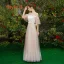 Elegant Champagne Bridesmaid Dresses 2019 A-Line / Princess Spotted Tulle Bow Sash Floor-Length / Long Ruffle Wedding Party Dresses