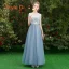 Discount Sky Blue Bridesmaid Dresses 2019 A-Line / Princess Sash Appliques Lace Floor-Length / Long Backless Wedding Party Dresses