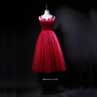 Vintage Retro Burgundy Suede Homecoming Graduation Dresses 2018 A Line Princess Shoulders Sleeveless Tea Length Ruffle Backless Formal Dresses