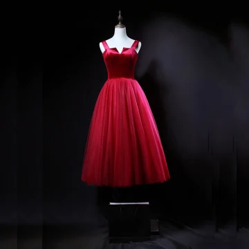 Vintage Retro Burgundy Suede Homecoming Graduation Dresses 2018 A Line Princess Shoulders Sleeveless Tea Length Ruffle Backless Formal Dresses