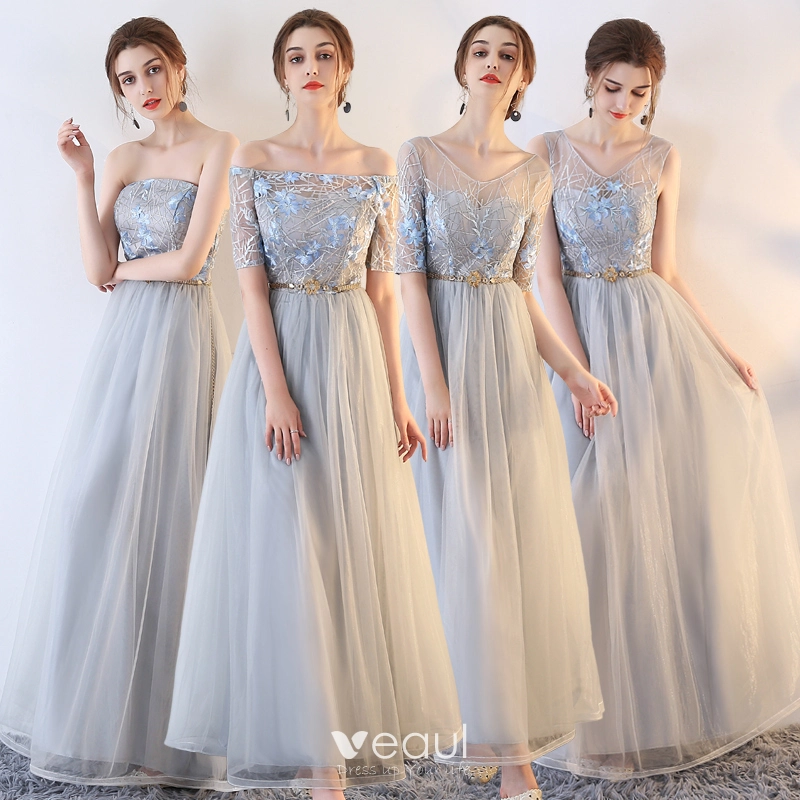 metallic lace bridesmaid dresses Off-the-Shoulder Long Plus-Size Prom Dress Metallic Rose / 16