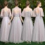 Elegant Grey Blushing Pink See-through Bridesmaid Dresses 2019 A-Line / Princess Appliques Lace Floor-Length / Long Ruffle Backless Wedding Party Dresses
