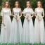 Chic / Beautiful Grey See-through Bridesmaid Dresses 2019 A-Line / Princess Appliques Lace Floor-Length / Long Ruffle Wedding Party Dresses