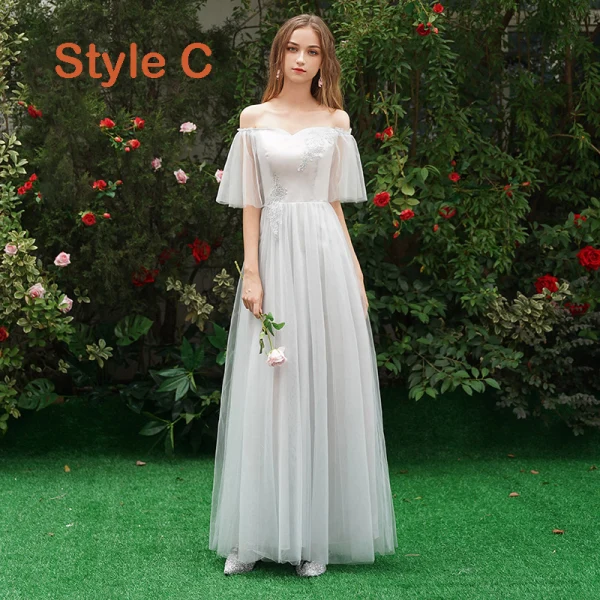 Chic / Beautiful Grey See-through Bridesmaid Dresses 2019 A-Line / Princess Appliques Lace Floor-Length / Long Ruffle Wedding Party Dresses