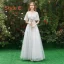 Chic / Beautiful Grey See-through Bridesmaid Dresses 2019 A-Line / Princess Appliques Lace Floor-Length / Long Ruffle Wedding Party Dresses