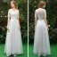 Chic / Beautiful Grey See-through Bridesmaid Dresses 2019 A-Line / Princess Appliques Lace Floor-Length / Long Ruffle Wedding Party Dresses