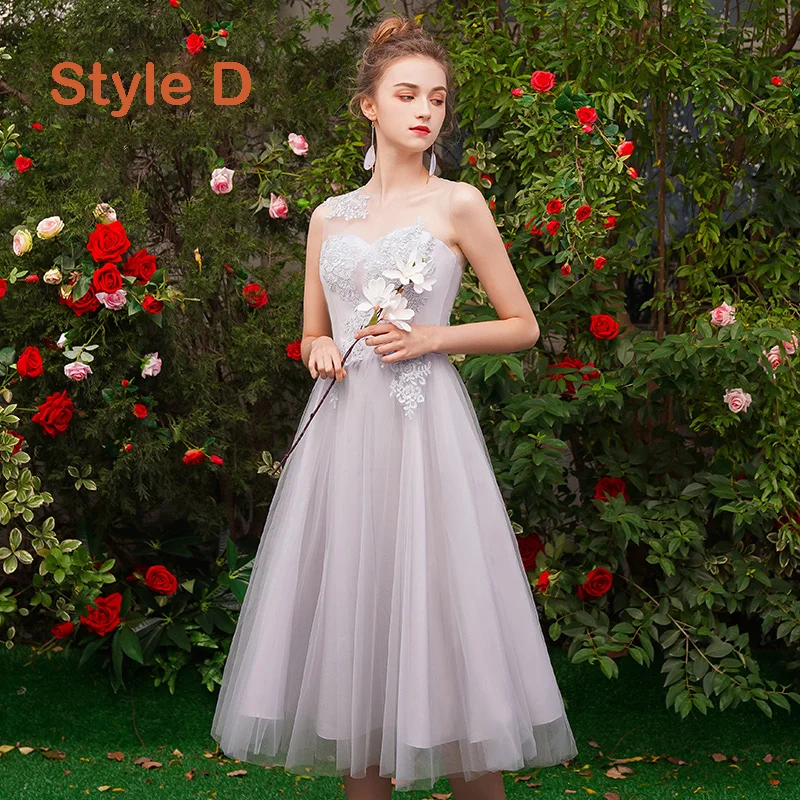 grey bridesmaid dresses short ZAPAKA Women Beaded Grey Bridesmaid Dress with Appliques A-Line Tulle Round Neck Wedding Guest Dress