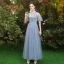 Discount Sky Blue See-through Bridesmaid Dresses 2019 A-Line / Princess Appliques Lace Floor-Length / Long Ruffle Backless Wedding Party Dresses