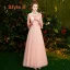 Affordable Pearl Pink Bridesmaid Dresses 2019 A-Line / Princess Appliques Lace Sash Floor-Length / Long Ruffle Backless Wedding Party Dresses