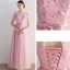 Affordable Blushing Pink Bridesmaid Dresses 2019 A-Line / Princess Sash Appliques Lace Floor-Length / Long Ruffle Wedding Party Dresses