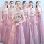 Abordable Rougissant Rose Robe Demoiselle D'honneur 2019 Princesse Ceinture Longue Volants Robe Pour Mariage