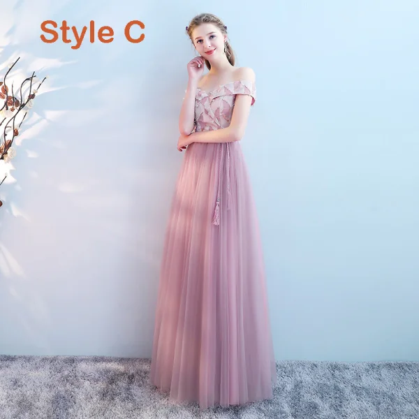 Abordable Rougissant Rose Robe Demoiselle D'honneur 2019 Princesse Ceinture Longue Volants Robe Pour Mariage