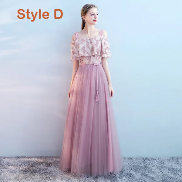 Abordable Rougissant Rose Robe Demoiselle D'honneur 2019 Princesse Ceinture Longue Volants Robe Pour Mariage