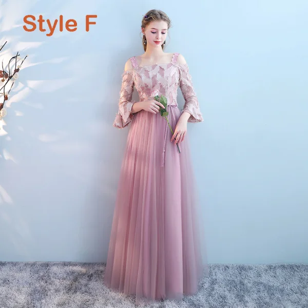 Abordable Rougissant Rose Robe Demoiselle D'honneur 2019 Princesse Ceinture Longue Volants Robe Pour Mariage