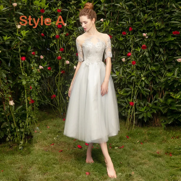 Short Grey Bridesmaid Dresses Short Gray Bridesmaid Dress With Short  Sleeves Size 22W Gray