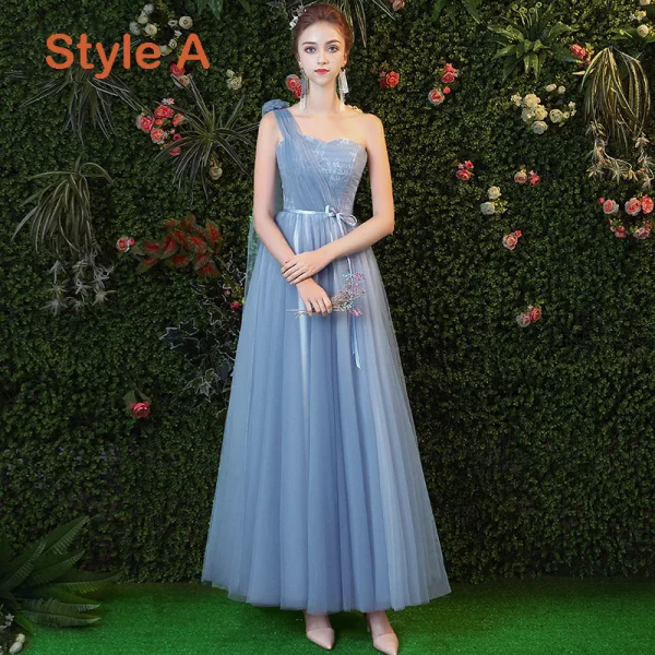 Chic / Beautiful Sky Blue Bridesmaid Dresses 2019 A-Line / Princess Sash Floor-Length / Long Ruffle Backless Wedding Party Dresses