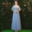 Chic / Beautiful Sky Blue Bridesmaid Dresses 2019 A-Line / Princess Sash Floor-Length / Long Ruffle Backless Wedding Party Dresses