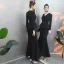 Modest / Simple Black Evening Dresses  2019 Trumpet / Mermaid V-Neck Sleeveless Floor-Length / Long Ruffle Formal Dresses