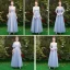 Chic / Beautiful Discount Sky Blue Bridesmaid Dresses 2019 A-Line / Princess Appliques Lace Sash Floor-Length / Long Ruffle Backless Wedding Party Dresses