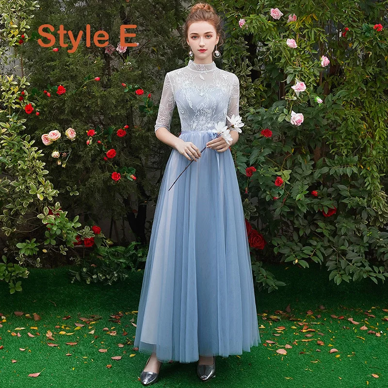 Chic Beautiful Discount Sky Blue Bridesmaid Dresses 2019 A Line Princess  Appliques Lace Sash Floor Length Long Ruffle Backless Wedding Party Dresses