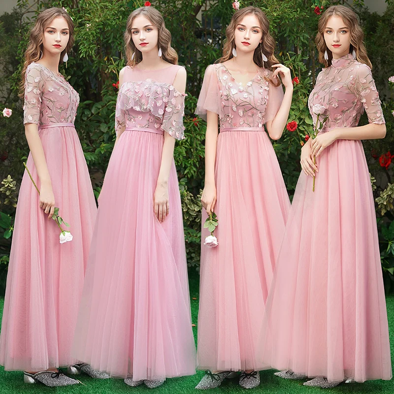 strapless open back dress Candy Pink Lace And Beading V-Neck Long Dress With Lace Up Back main image 0