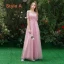 Affordable Candy Pink Bridesmaid Dresses 2019 A-Line / Princess Appliques Lace Floor-Length / Long Ruffle Wedding Party Dresses