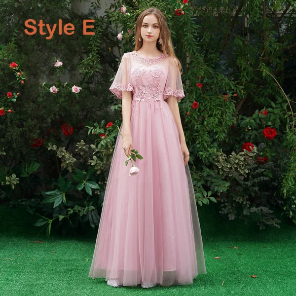 Affordable Candy Pink Bridesmaid Dresses 2019 A-Line / Princess Appliques Lace Floor-Length / Long Ruffle Wedding Party Dresses