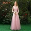 Affordable Candy Pink Bridesmaid Dresses 2019 A-Line / Princess Appliques Lace Floor-Length / Long Ruffle Wedding Party Dresses