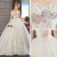 Schöne Ivory / Creme Schwangere Brautkleider / Hochzeitskleider 2019 Empire Off Shoulder Kurze Ärmel Rückenfreies Applikationen Spitze Perle Strass Kapelle-Schleppe