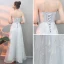 Abordable Argenté Robe De Soirée 2019 Princesse Bretelles Spaghetti Sans Manches Appliques En Dentelle Longue Volants Dos Nu Robe De Ceremonie