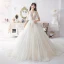 Illusion Ivoire Robe De Mariée 2019 Princesse Transparentes Col v profond Dos Nu 1/2 Manches Appliques En Dentelle Perlage Chapel Train Volants Printemps