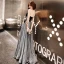 Bling Bling Grey See-through Evening Dresses  2019 A-Line / Princess Scoop Neck 3/4 Sleeve Backless Glitter Polyester Floor-Length / Long Ruffle Formal Dresses