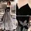 Bling Bling Grey See-through Evening Dresses  2019 A-Line / Princess Scoop Neck 3/4 Sleeve Backless Glitter Polyester Floor-Length / Long Ruffle Formal Dresses
