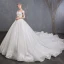 Beste Ivory / Creme Brautkleider / Hochzeitskleider 2019 A Linie Off Shoulder Kurze Ärmel Rückenfreies Applikationen Spitze Perlenstickerei Kathedrale Schleppe