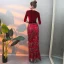 Modern / Fashion Burgundy Suede Evening Dresses  2019 Trumpet / Mermaid Deep V-Neck 3/4 Sleeve Sash Beading Tassel Floor-Length / Long Ruffle Casual Formal Dresses